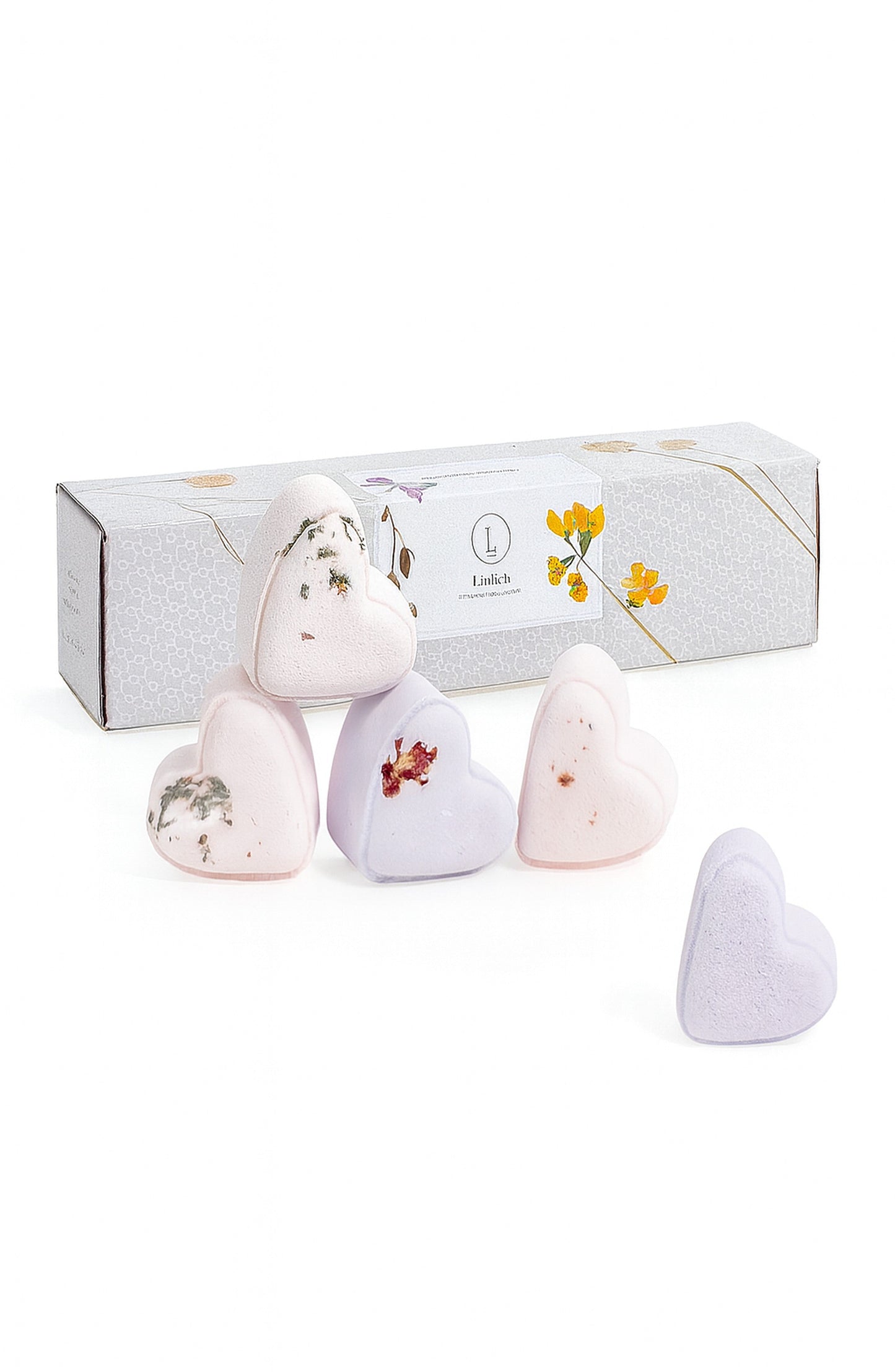 Bath Bombs - Lavender - a Set of 5 Heart Shaped Gift box - Mother's Day best gift